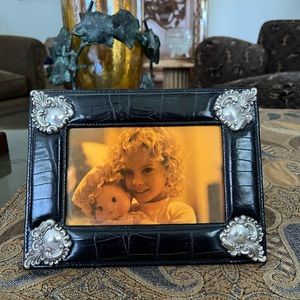 Brighton black leather picture frame with detail.